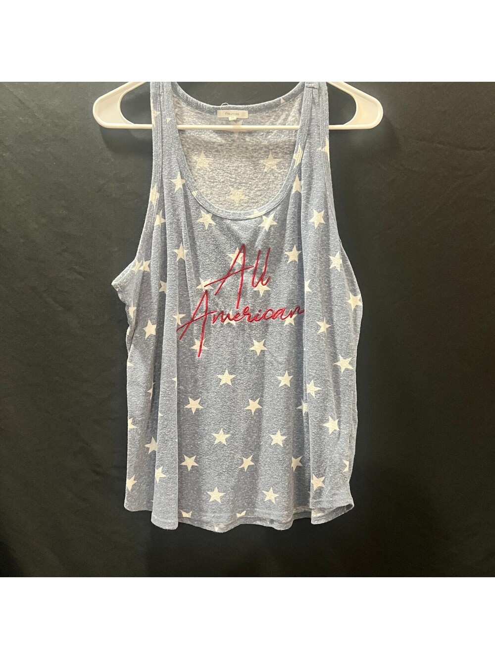 Maurices Women XL Gray All American Stars Patriotic Graphic Tank Top